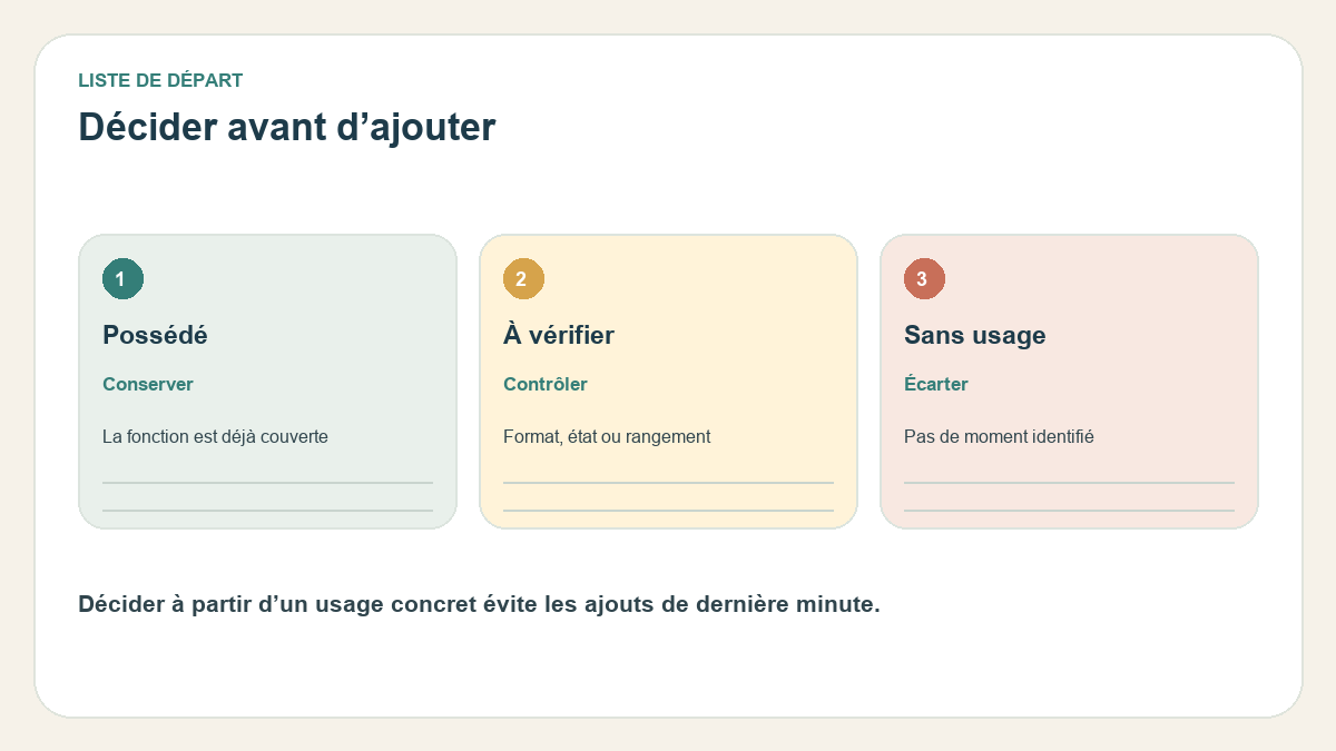 Départ de dernière minute : composer une liste de sac que l’on peut réutiliser